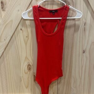 Lulu's Fiery Red Ribbed Bodysuit